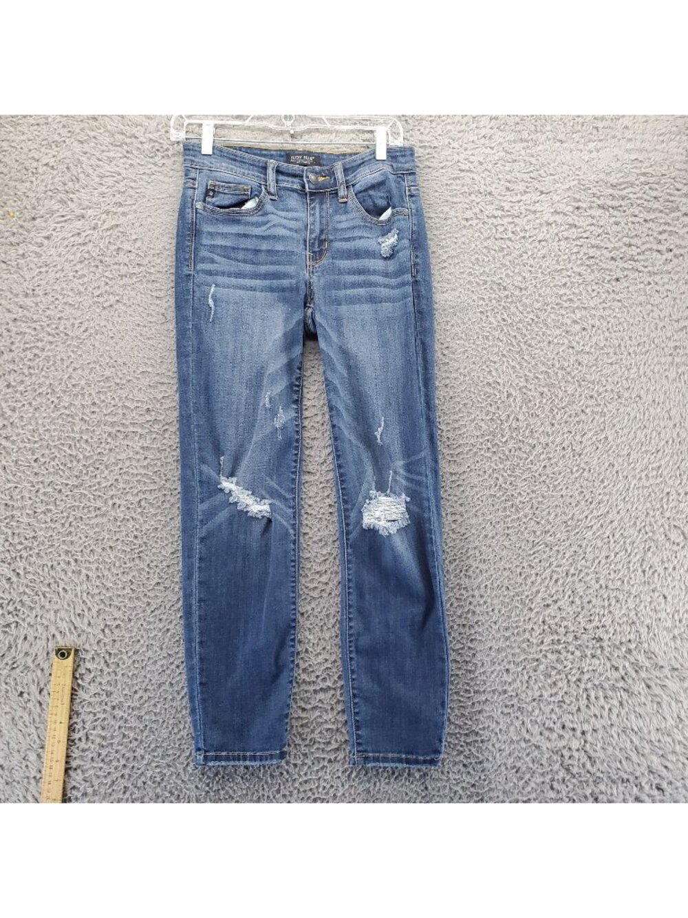 Judy Blue Jeans Womens 5/27 Blue Relaxed Fit Distressed Denim Casual Style